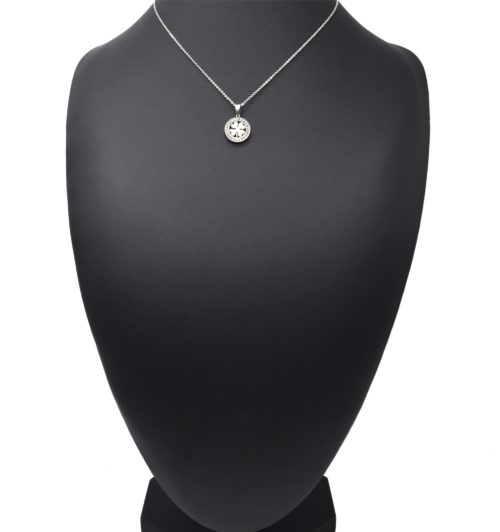 Collier-Fine-Chaine-Pendentif-Trefle-Acier-Argente-et-Cercle-Contour-Strass