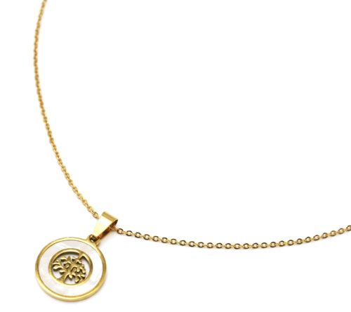 Collier-Fine-Chaine-Pendentif-Arbre-de-Vie-Acier-Dore-et-Cercle-Contour-Nacre