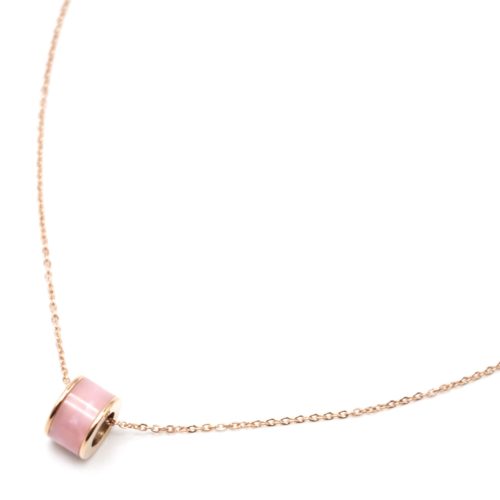 CC3001E - Collier Fine Chaîne Acier Or Rose Pendentif Cravate