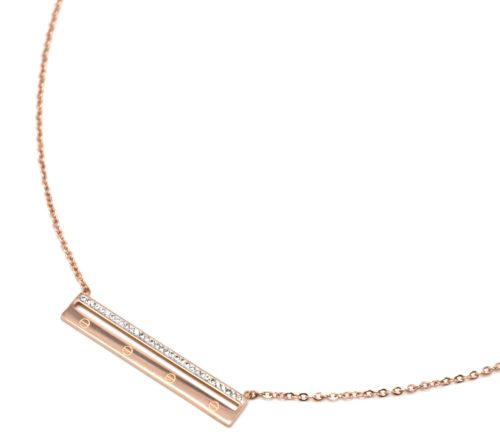 Collier-Fine-Chaine-Pendentif-Rectangle-Ajoure-Acier-Or-Rose-et-Strass