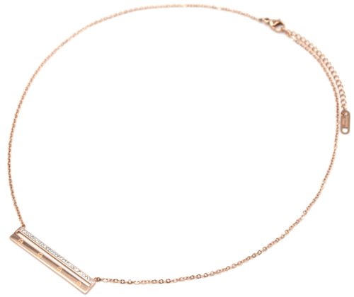 Collier-Fine-Chaine-Pendentif-Rectangle-Ajoure-Acier-Or-Rose-et-Strass