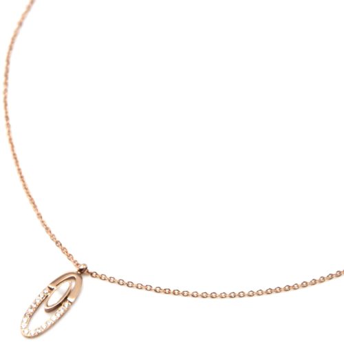 CC3001E - Collier Fine Chaîne Acier Or Rose Pendentif Cravate