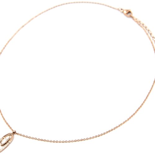 Collier-Fine-Chaine-Pendentif-Ovale-Ajoure-Strass-Acier-Or-Rose-et-Centre-Nacre