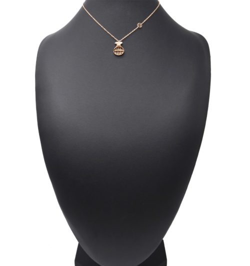 Collier-Fine-Chaine-Pendentif-Bourse-avec-Boulier-Acier-Or-Rose