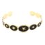 Bracelet-Jonc-Ouvert-avec-Ovales-Email-Noir-Motif-Soleil-et-Contour-Acier-Dore