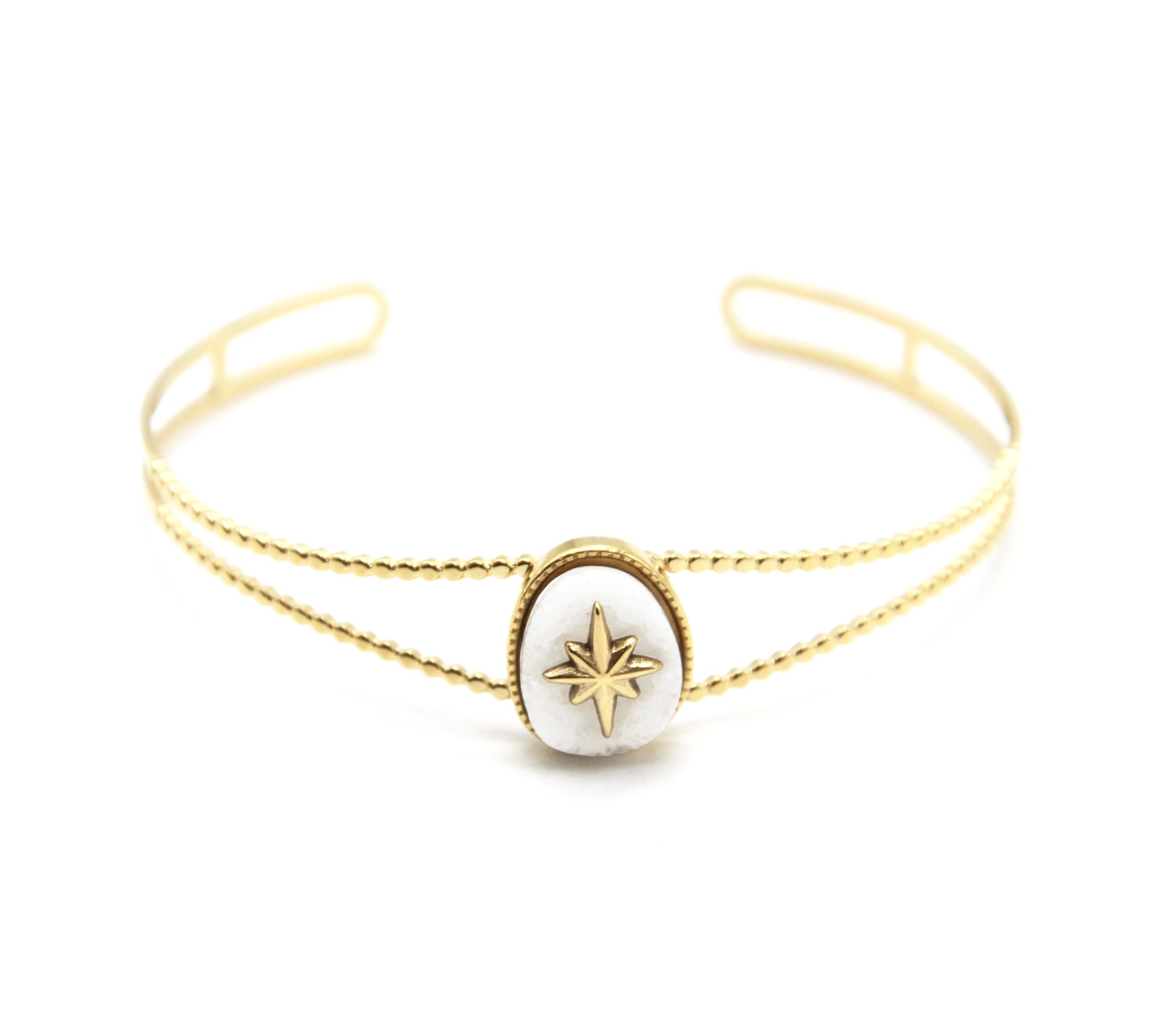 Bracelet jonc doré pierre blanche – Bulle d'harmonie