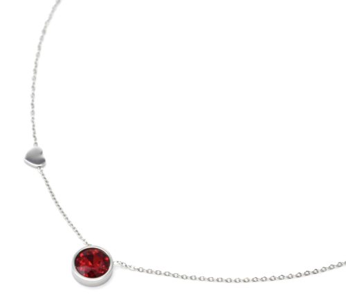 Collier-Fine-Chaine-Pendentif-Pierre-Ronde-Rouge-Contour-Acier-Argente