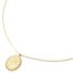 Collier-Pendentif-Medaille-Martelee-Ovale-Contour-Billes-Acier-Dore