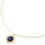 Collier-Pendentif-Pierre-Ovale-Bleue-Effet-Naturel-et-Contour-Ajoure-Acier-Dore