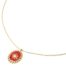 Collier-Pendentif-Ovale-Email-Rouge-Motif-Soleil-et-Contour-Billes-Acier-Dore