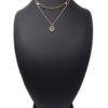 Collier-Double-Chaines-Pampilles-Acier-Dore-et-Ovale-Email-Noir-Motif-Soleil-Billes