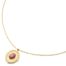 Collier-Pendentif-Medaille-Ovale-Relief-Points-Acier-Dore-et-Pierre-Rose