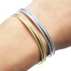 Bracelet-Jonc-Contour-Points-Acier-avec-Chainette-Fermoir