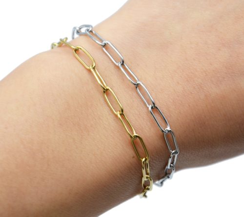 Bracelet-Chaine-avec-Maillons-Rectangles-Arrondis-Acier