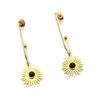 Boucles-dOreilles-Crochet-Pendant-avec-Soleil-Acier-Dore-et-Pierre-Noire