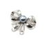 Broche-Epingle-Noeud-Relief-Metal-Strass-Argente-avec-Perle-Grise