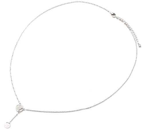 Collier-Fine-Chaine-Argent-925-Pendentif-Y-Medailles-Strass-Zirconium-et-Unie