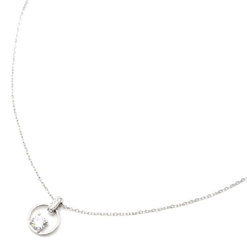 Collier-Fine-Chaine-Argent-925-Pendentif-Anneau-Strass-Zirconium-Cercle-et-Pierre