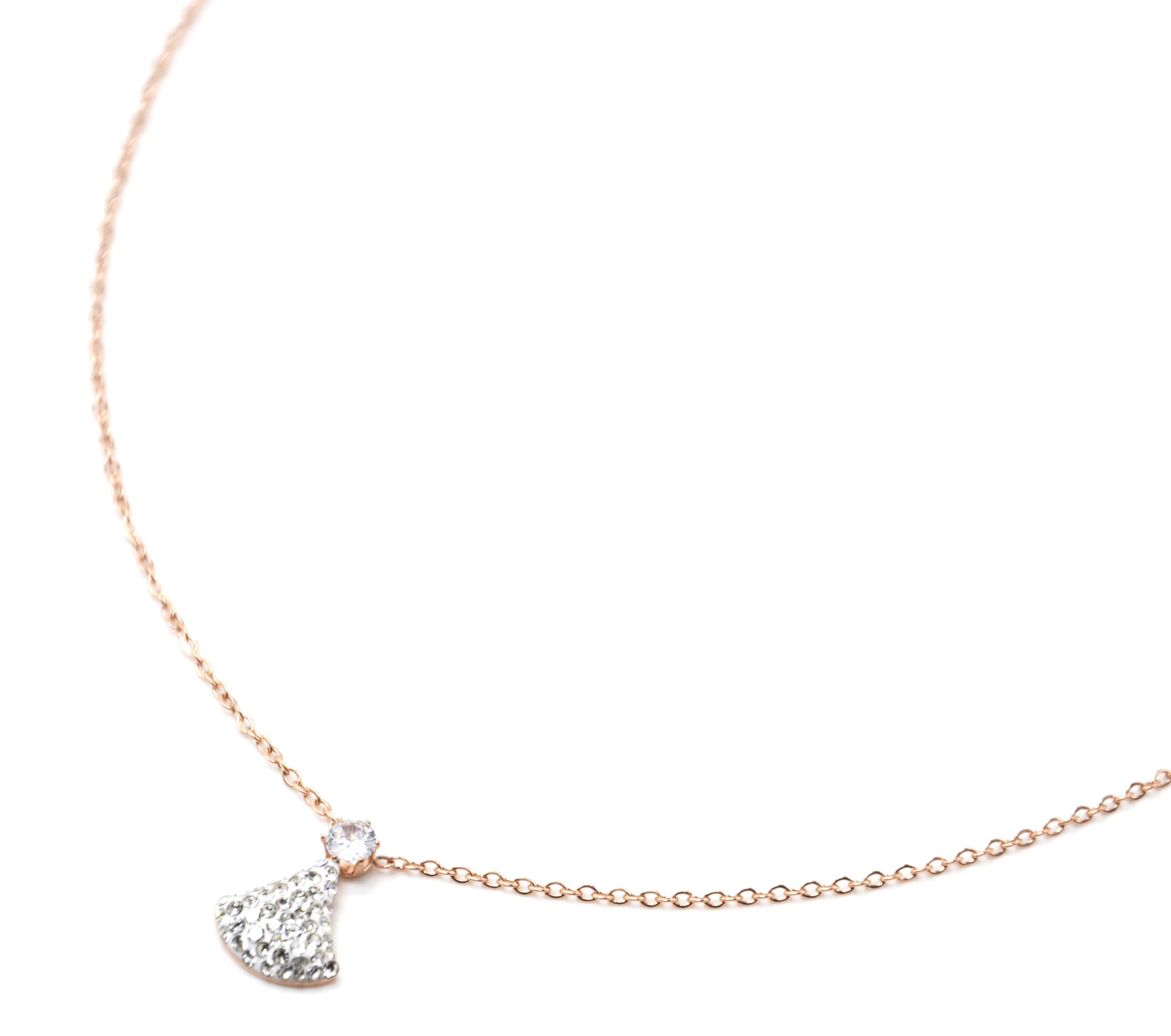 CC3001E - Collier Fine Chaîne Acier Or Rose Pendentif Cravate