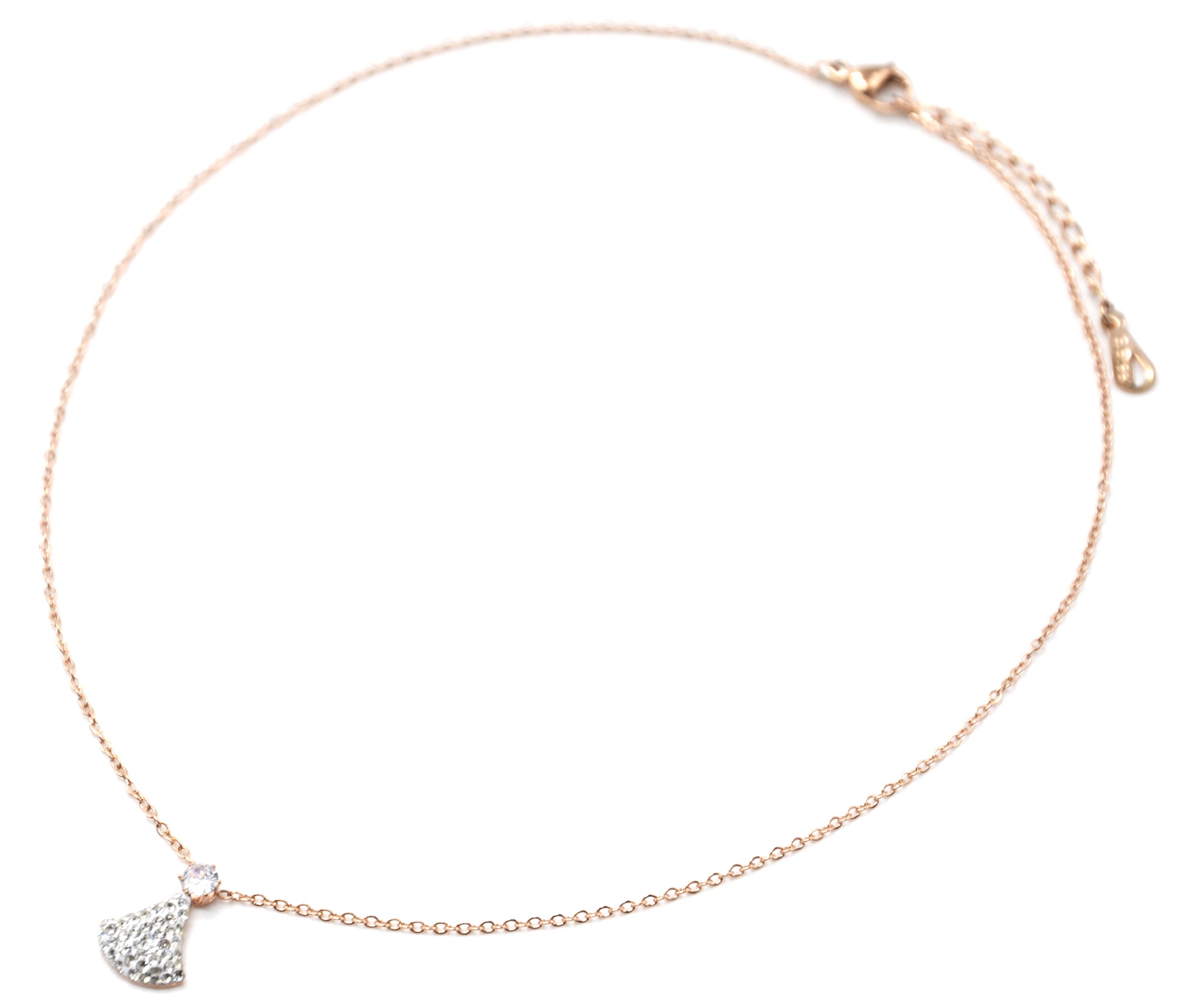 CC3001E - Collier Fine Chaîne Acier Or Rose Pendentif Cravate