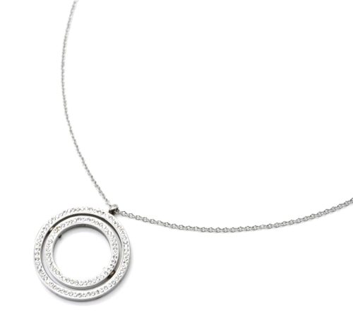 Collier-Fine-Chaine-Acier-Argente-Pendentif-Double-Cercles-Contour-Strass