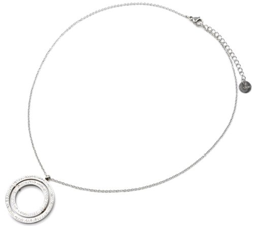 Collier-Fine-Chaine-Acier-Argente-Pendentif-Double-Cercles-Contour-Strass