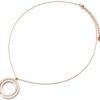Collier-Fine-Chaine-Acier-Or-Rose-Pendentif-Double-Cercles-Contour-Strass