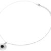 Collier-Pendentif-Soleil-Motif-Points-Acier-Argente-et-Pierre-Noire
