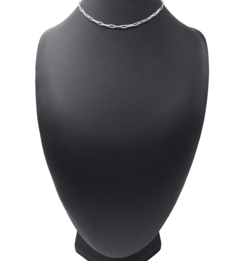 Collier-Chaine-Ras-du-Cou-avec-Maillons-Rectangles-Arrondis-Acier-Argente