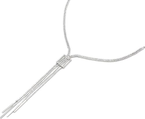 Sautoir-Collier-Pendentif-Y-Boucle-Strass-Metal-Argente-et-Multi-Chaines