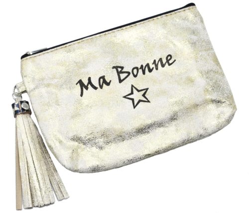 Trousse-Pochette-Effet-Brillant-Message-Ma-Bonne-Etoile-Pompon-Dore