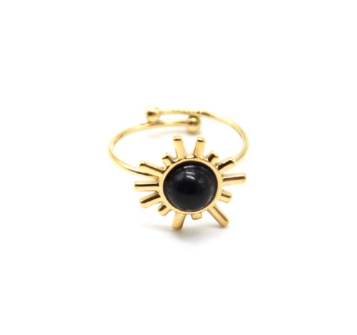 Bague-Fine-avec-Soleil-Acier-Dore-et-Pierre-Noire