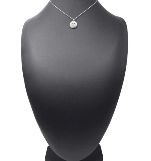 Collier-Pendentif-Medaille-Contour-Points-et-Etoile-Polaire-Acier-Argente