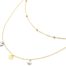 Collier-Double-Chaines-avec-Billes-Pampilles-Acier-Dore-et-Nacre