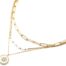 Collier-Triple-Chaines-Maillons-Perles-et-Pierre-Blanche-Oeil-Acier-Dore