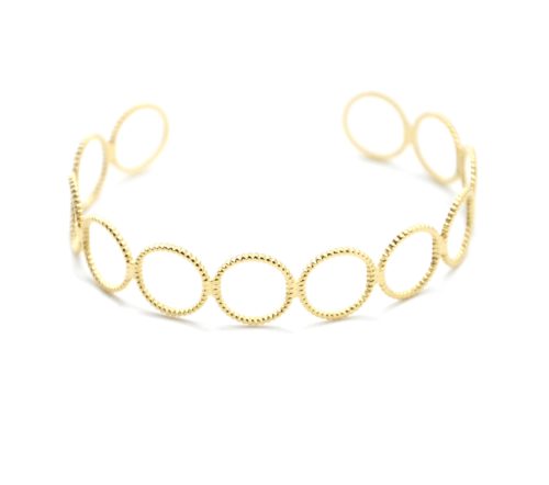 Bracelet-Jonc-Multi-Cercles-Ajoures-Contour-Points-Acier-Dore