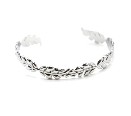 Bracelet-Jonc-Multi-Plumes-Relief-Acier-Argente