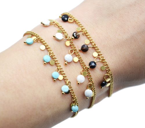 Bracelet-Chaine-Maillons-Fins-avec-Pampilles-Acier-Dore-et-Pierres-Resine