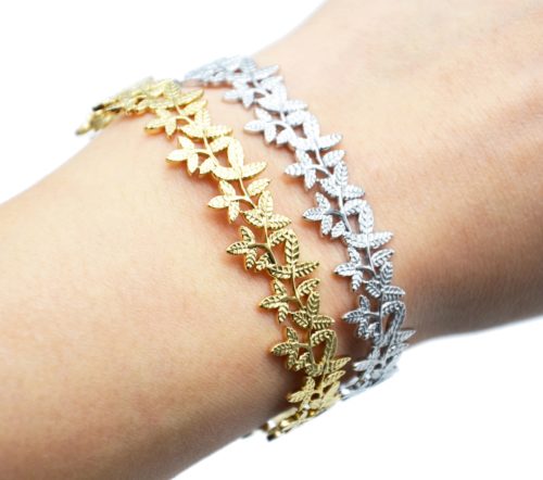 Bracelet-Jonc-Large-avec-Multi-Feuilles-Relief-Acier