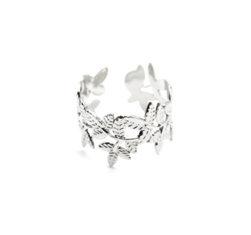 Bague-Large-avec-Multi-Feuilles-Relief-Acier-Argente