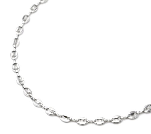 Collier-Chaine-Gourmette-Grains-de-Cafe-Acier-Argente