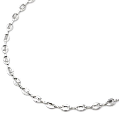 Collier-Chaine-Gourmette-Grains-de-Cafe-Acier-Argente