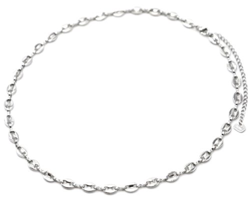 Collier-Chaine-Gourmette-Grains-de-Cafe-Acier-Argente