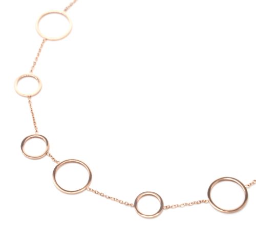 Collier-Fine-Chaine-avec-Multi-Cercles-Assortis-Acier-Or-Rose