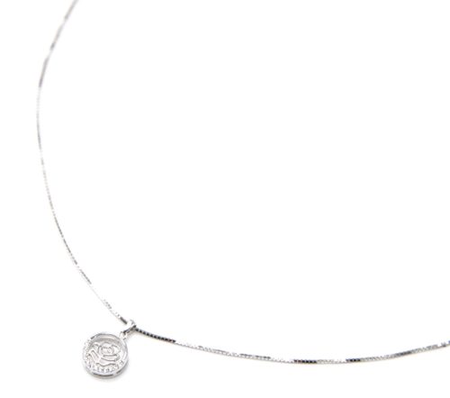 Collier-Fine-Chaine-Argent-925-Pendentif-Cercle-Fleur-Ajouree-Strass-Zirconium