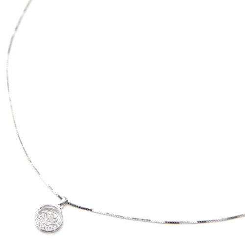 Collier-Fine-Chaine-Argent-925-Pendentif-Cercle-Fleur-Ajouree-Strass-Zirconium