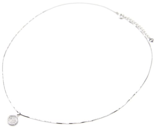 Collier-Fine-Chaine-Argent-925-Pendentif-Cercle-Fleur-Ajouree-Strass-Zirconium