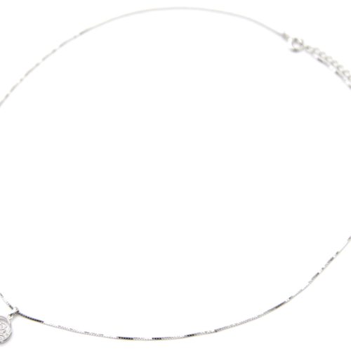 Collier-Fine-Chaine-Argent-925-Pendentif-Cercle-Fleur-Ajouree-Strass-Zirconium