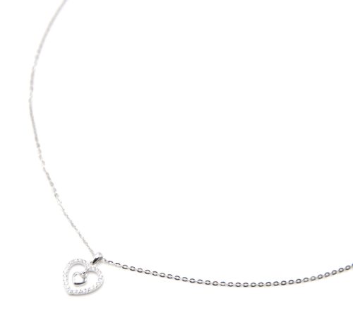 Collier-Fine-Chaine-Argent-925-Pendentif-Coeur-Ajoure-Strass-Zirconium-et-Charm-Uni