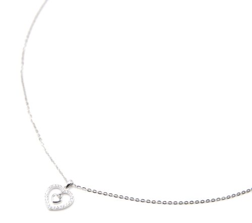 Collier-Fine-Chaine-Argent-925-Pendentif-Coeur-Ajoure-Strass-Zirconium-et-Charm-Uni